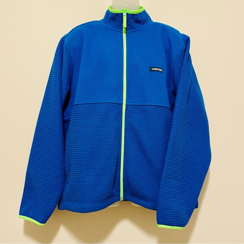 EUC | Men’s Lands’ End Bright Blue & Neon Green Full-Zip Jacket | Size XL